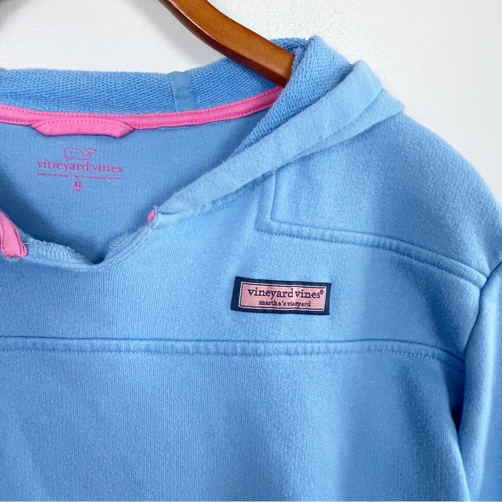 Vineyard Vines Blue Hoodie Sweatshirt XL Pink Trim Preppy - Picture 3 of 6